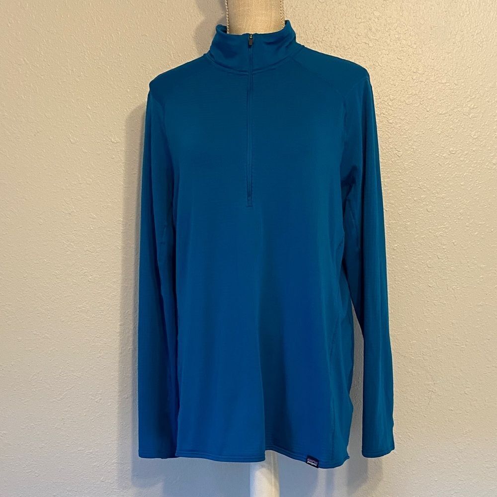 Patagonia Teal Capilene Midweight Baselayer Quarter Zip Pullover Size XL